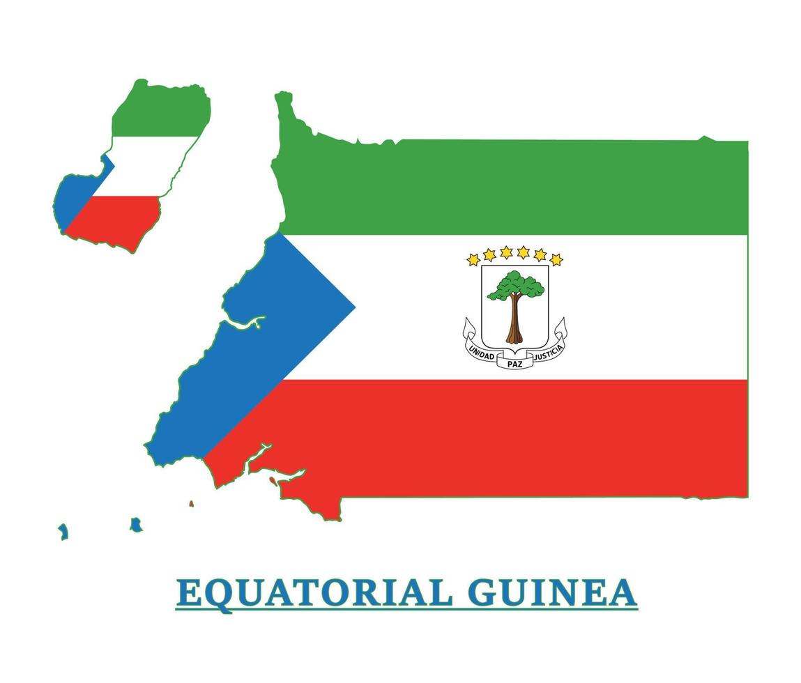 diseño del mapa de la bandera nacional de guinea ecuatorial, ilustración de la bandera del país ecuatorial de guinea dentro del mapa vector