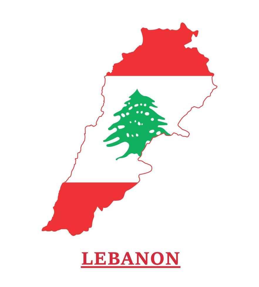 Lebanon National Flag Map Design, Illustration Of Lebanon Country Flag Inside The Map vector