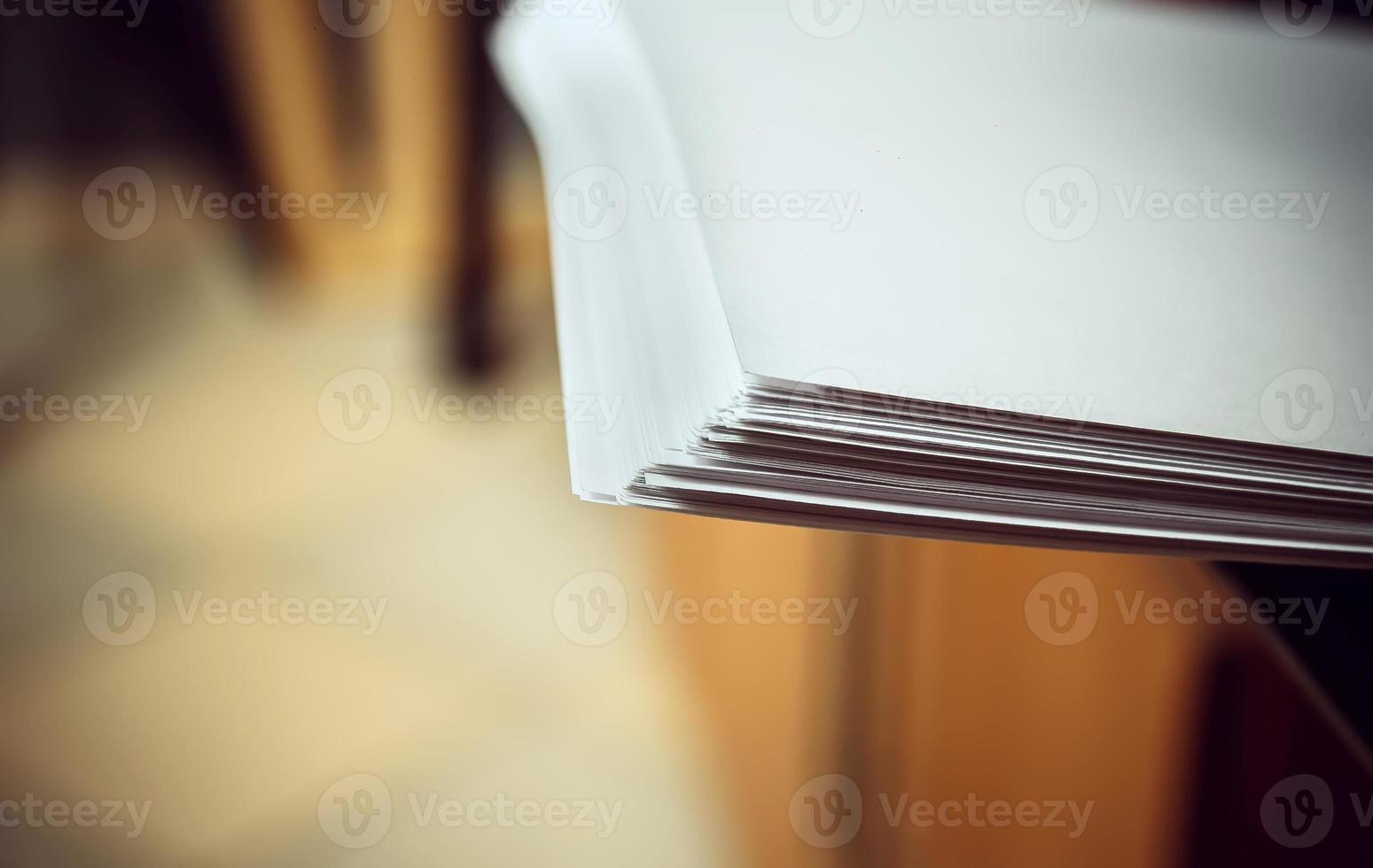 paper stack in the printer photo