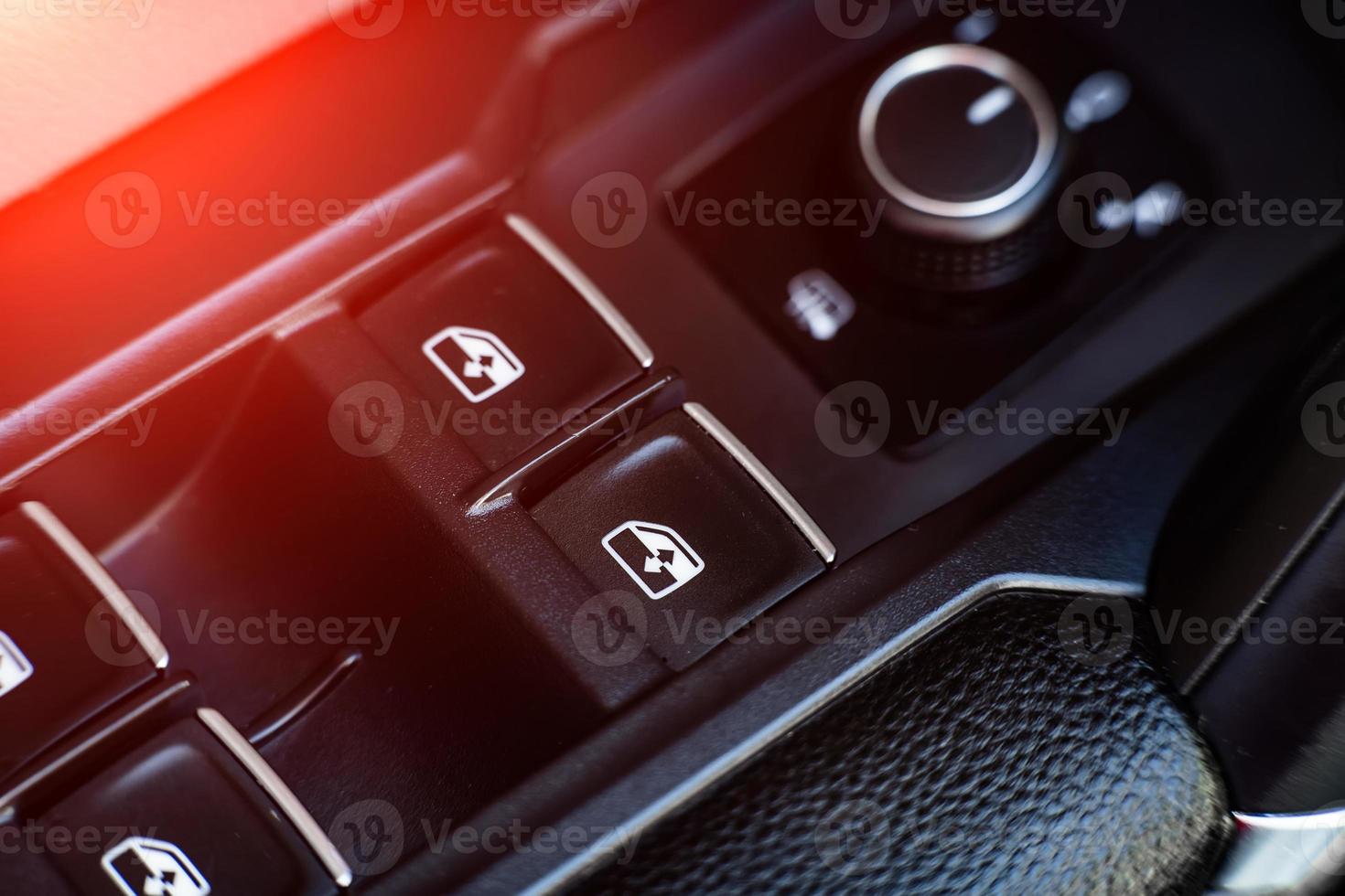 power window control buttons in the car close-up photo