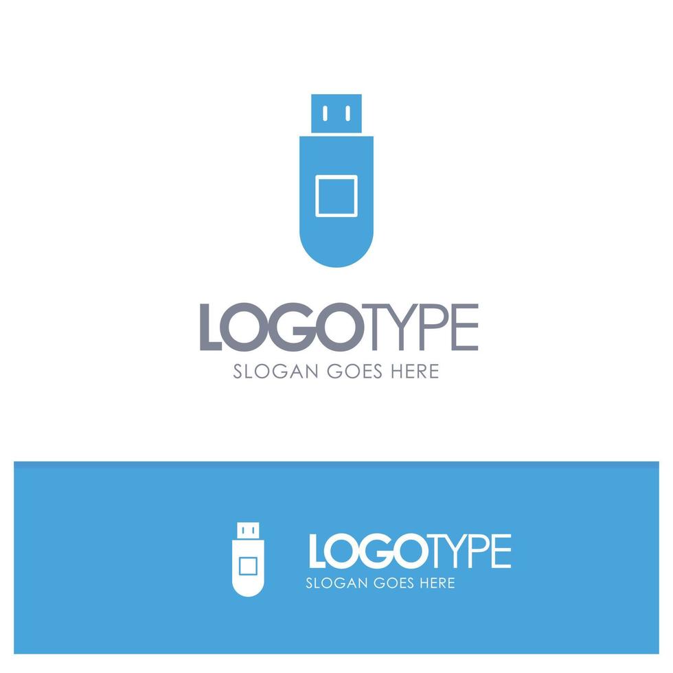 Usb Storage Data Blue Solid Logo with place for tagline vector