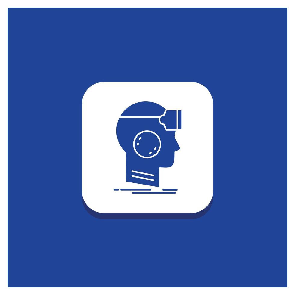 Blue Round Button for VR, googles, headset, reality, virtual Glyph icon vector
