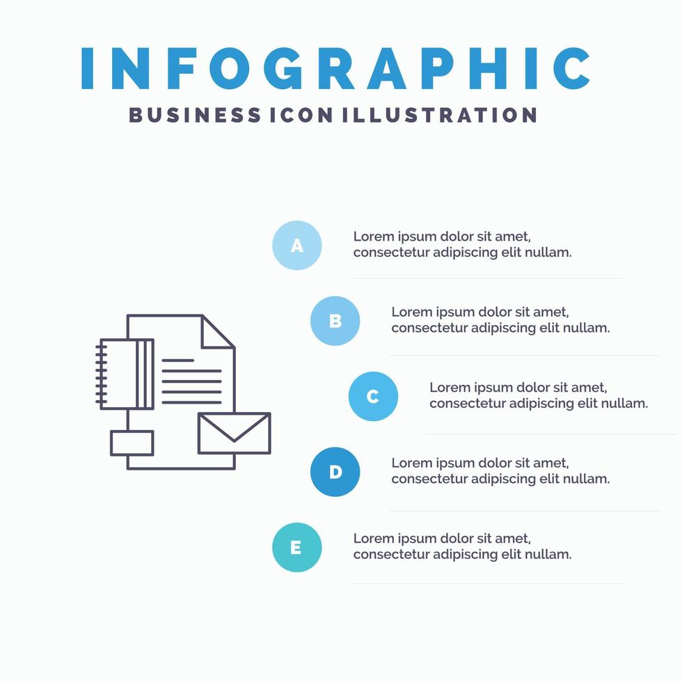 Branding Brand Business Company Identity Line icon with 5 steps presentation infographics Background vector