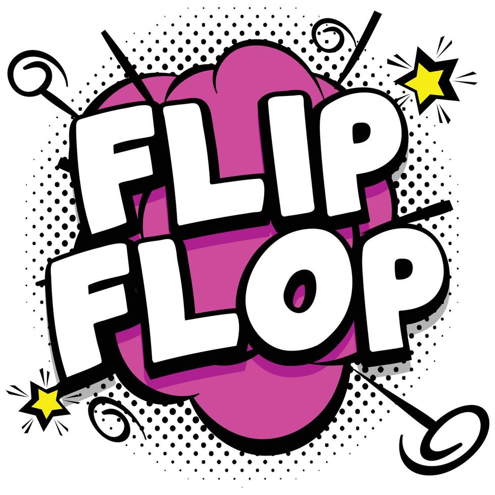 flip-flop comic plantilla brillante con burbujas de discurso en marcos coloridos vector