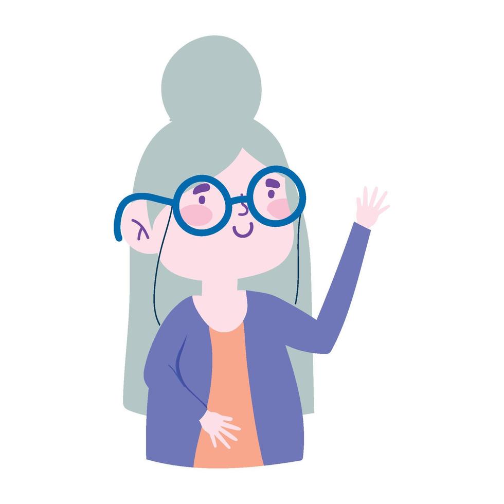 profesor personaje gafas retrato dibujos animados aislado icono diseño blanco fondo vector