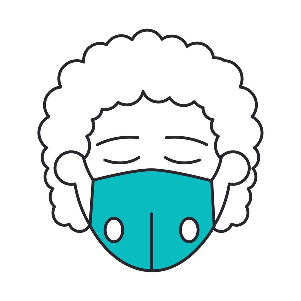 man with medical mask, covid 19 coronavirus prevention spread outbreak disease pandemic line and fill style icon vector