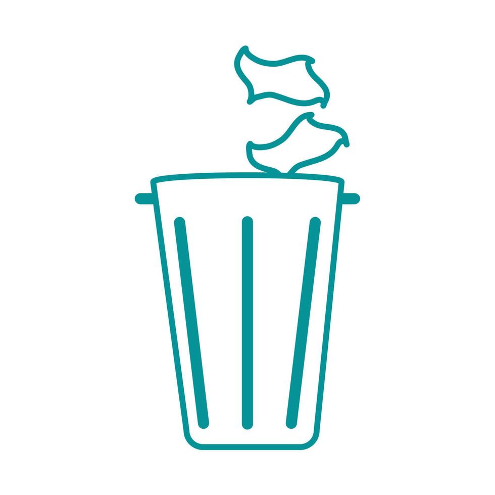 covid 19 coronavirus, infected paper in bin, prevention outbreak disease pandemic line design icon vector