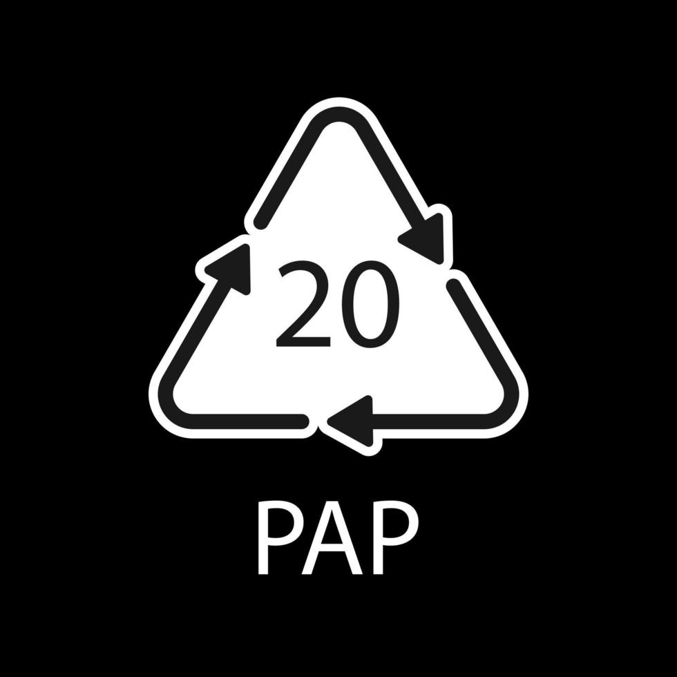 símbolo de reciclaje de papel pap 20. ilustración vectorial vector