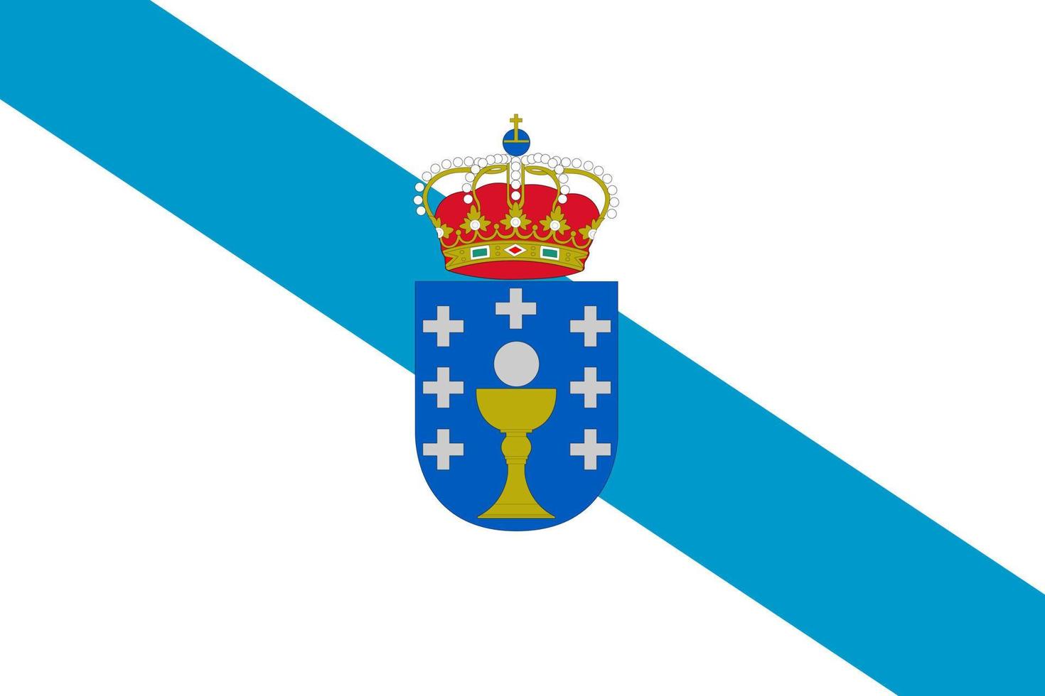 Galicia flag, autonomous community of Spain. Vector illustration.