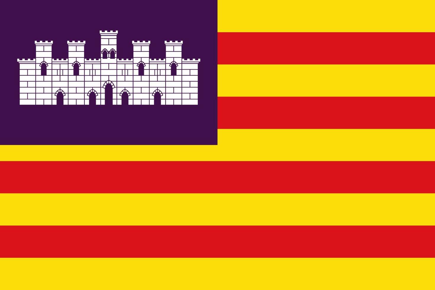 Balearic Islands flag, autonomous community of Spain. Vector illustration.