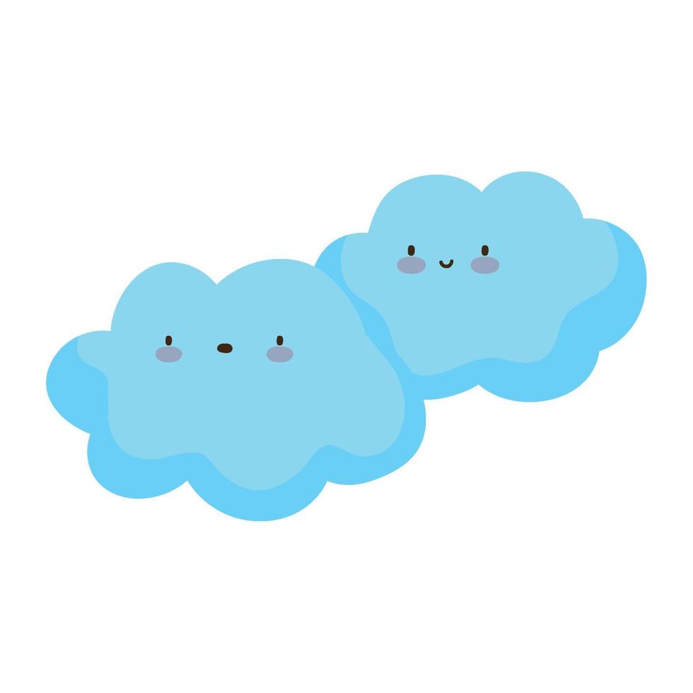 dibujos animados kawaii nubes icono aislado diseño fondo blanco vector