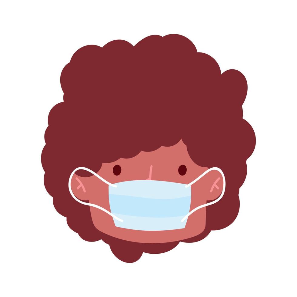 boy with protective mask, prevention covid 19 coronavirus isolated icon design white background vector
