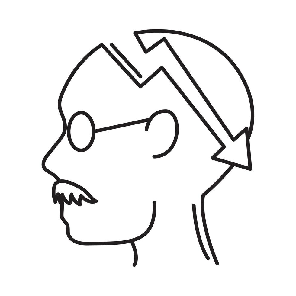 alzheimer disease, male profile silhouette forget, decrease in mental human ability line style icon vector