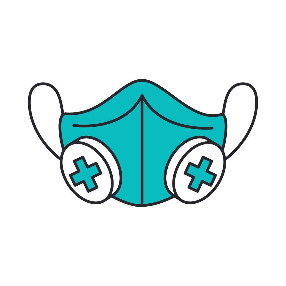 protective mask N95, covid 19 coronavirus prevention spread outbreak disease pandemic line and fill style icon vector