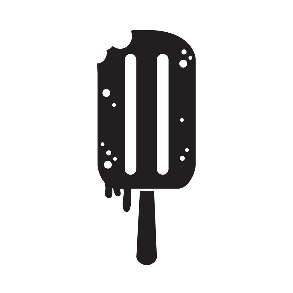 ice cream in stick silhouette style isolated icon vector