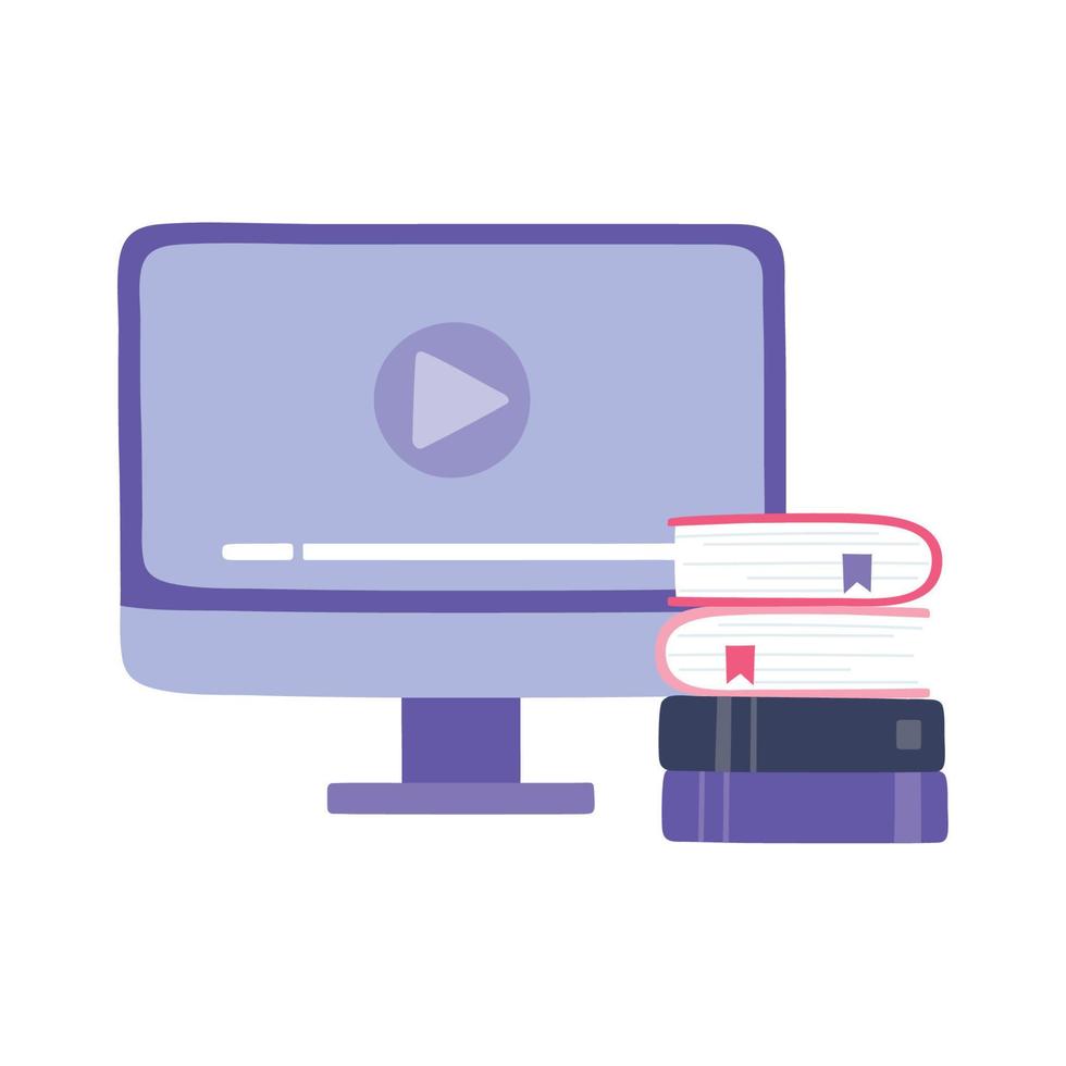 online training, computer books video content, education and courses learning digital vector