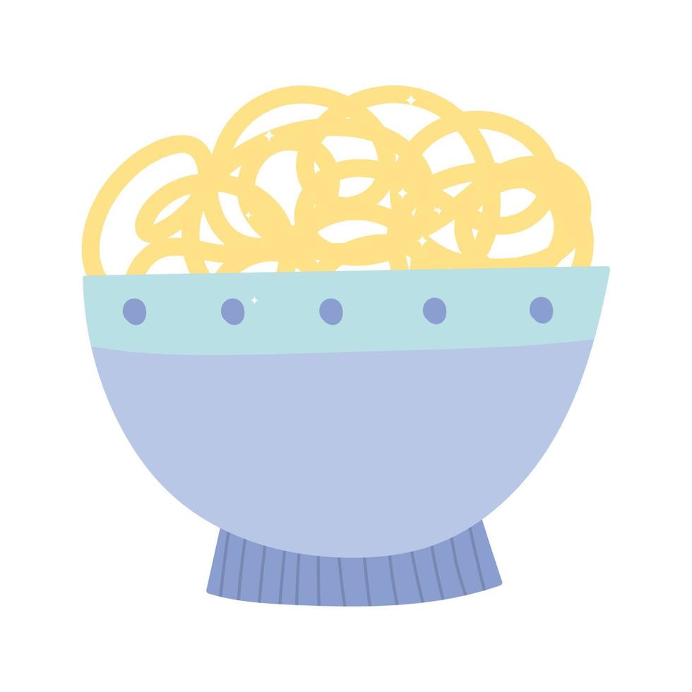fideos en tazón comida dieta aislado diseño icono blanco fondo vector