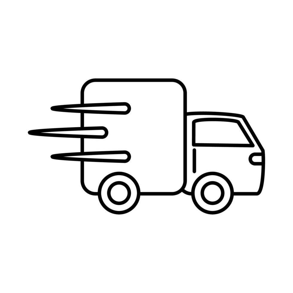 delivery truck transport speed mobile marketing and e-commerce line style icon vector