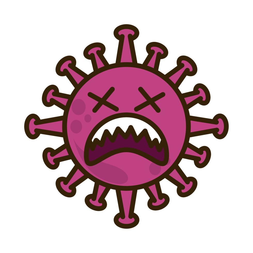 emoticono de virus, infección de personaje emoji covid-19, estilo de caricatura plana facial vector