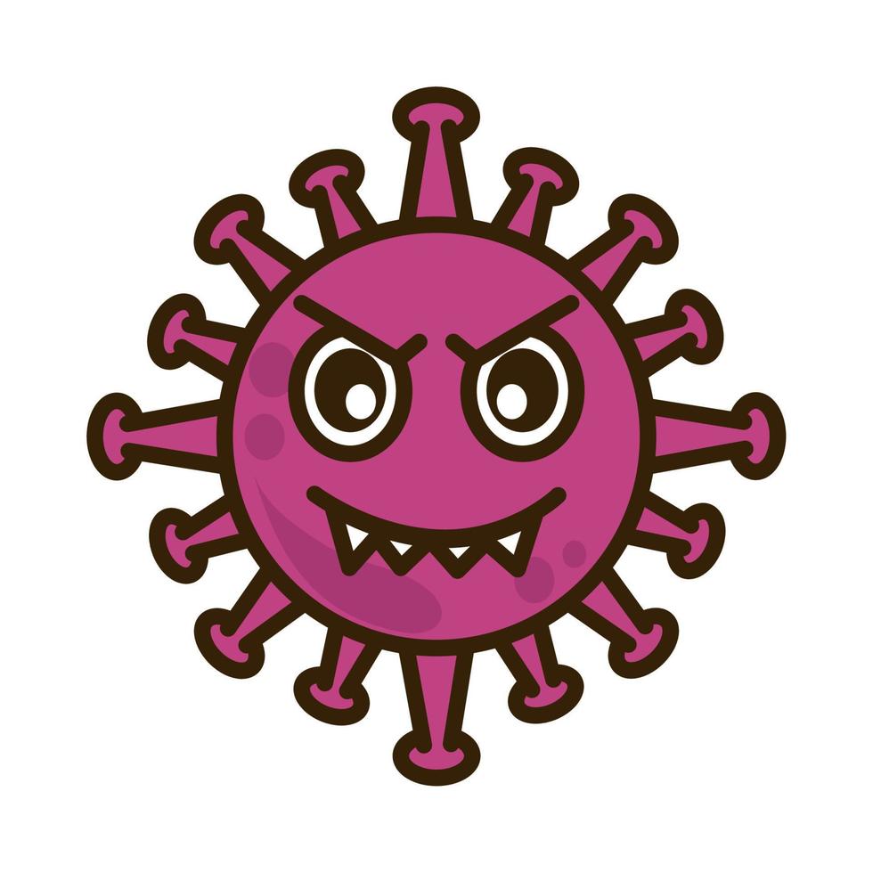 virus emoticon, covid-19 emoji character infection, face flat cartoon style vector