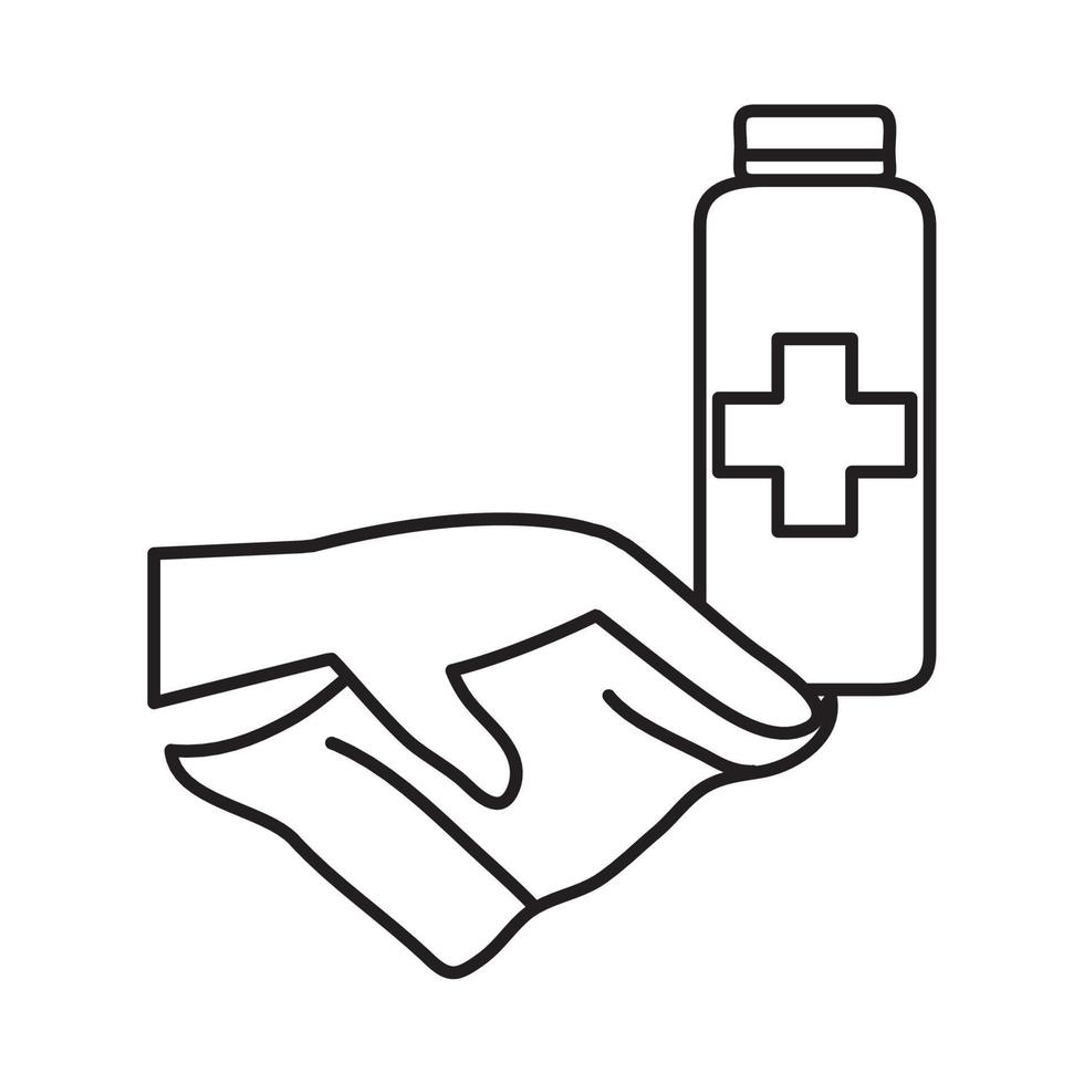 covid 19 coronavirus prevention disinfect places with alcohol line style icon vector