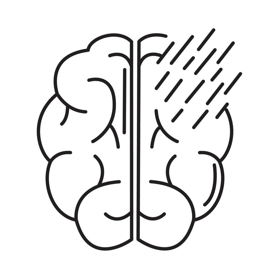alzheimer disease, memory loss, decrease in mental human ability line style icon vector