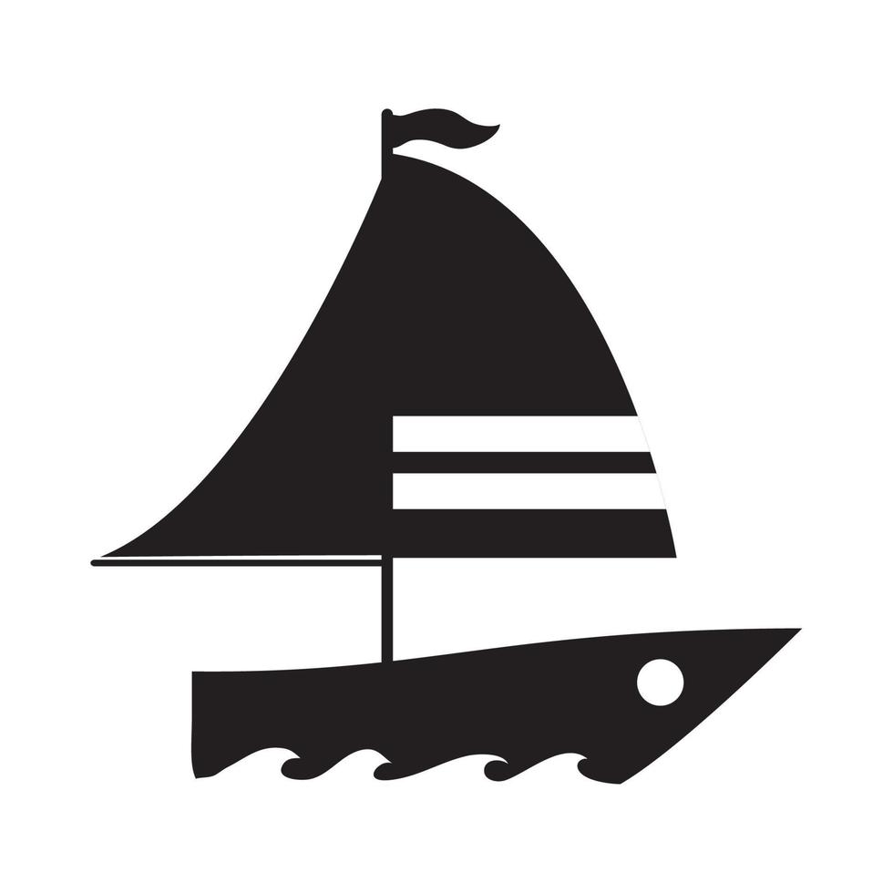viajes de verano y transporte de velero de vacaciones en estilo silueta icono aislado vector