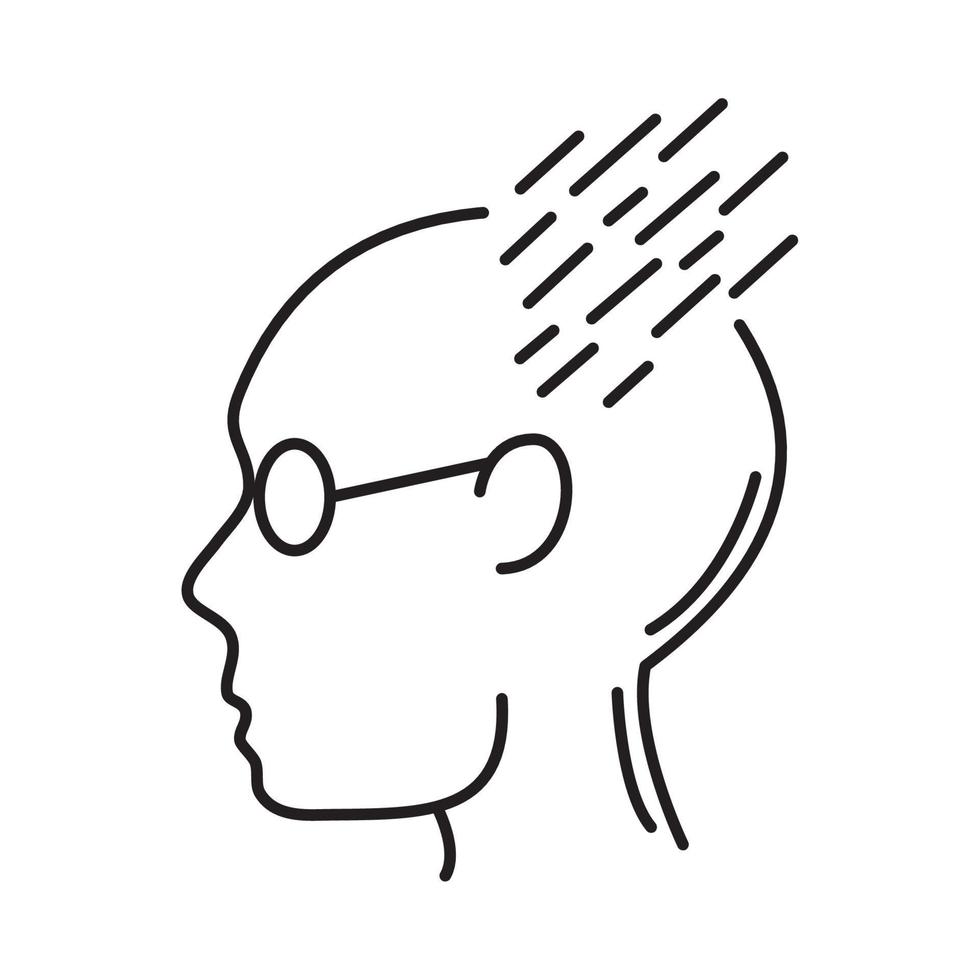 alzheimer disease, male profile silhouette apathy, decrease in mental human ability line style icon vector