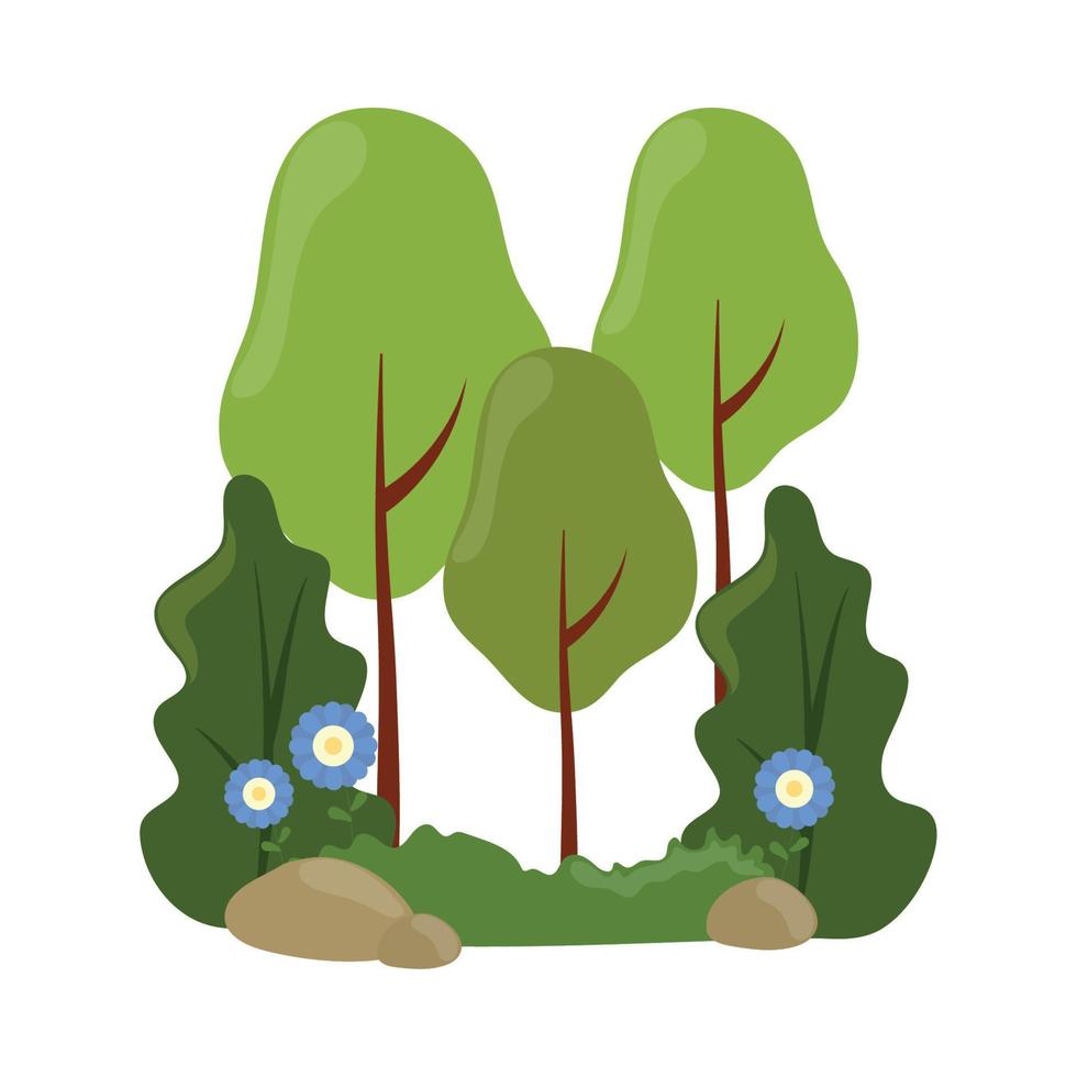 paisaje de flores del bosque vector