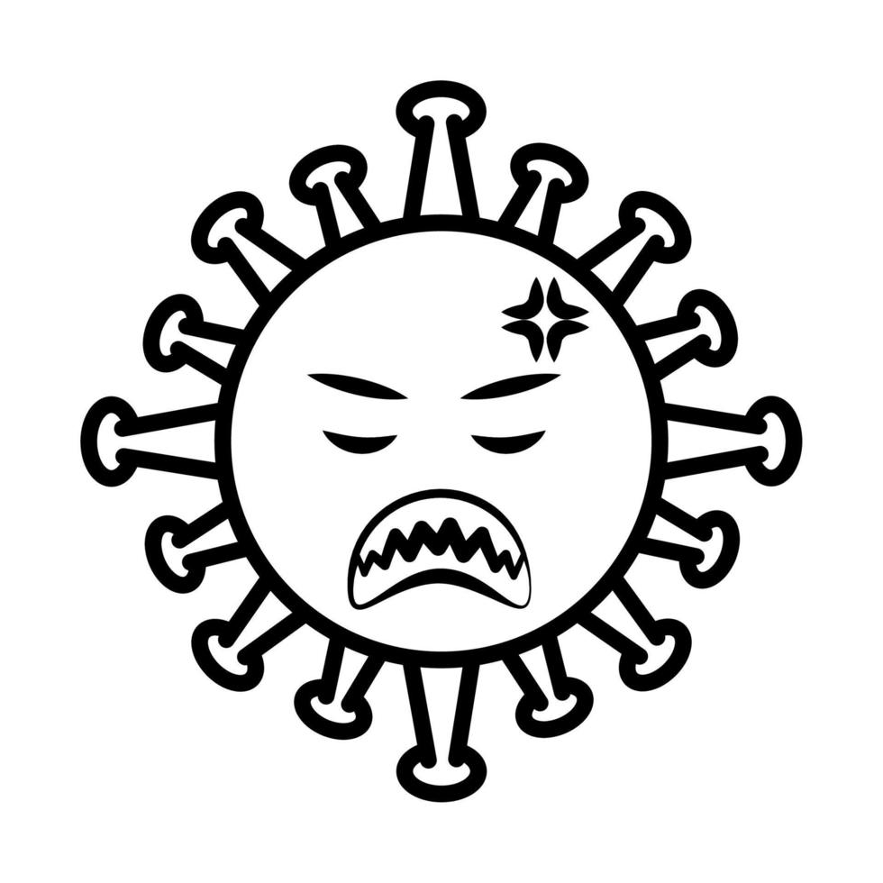 virus emoticon, covid-19 emoji character infection, face line cartoon style vector