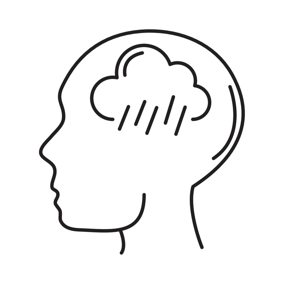 alzheimer disease, male profile silhouette intellectual, decrease in mental human ability line style icon vector