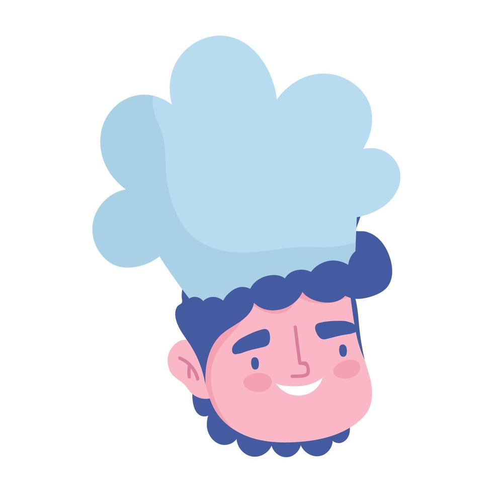 personaje de cara de chef masculino con sombrero icono de diseño aislado fondo blanco vector