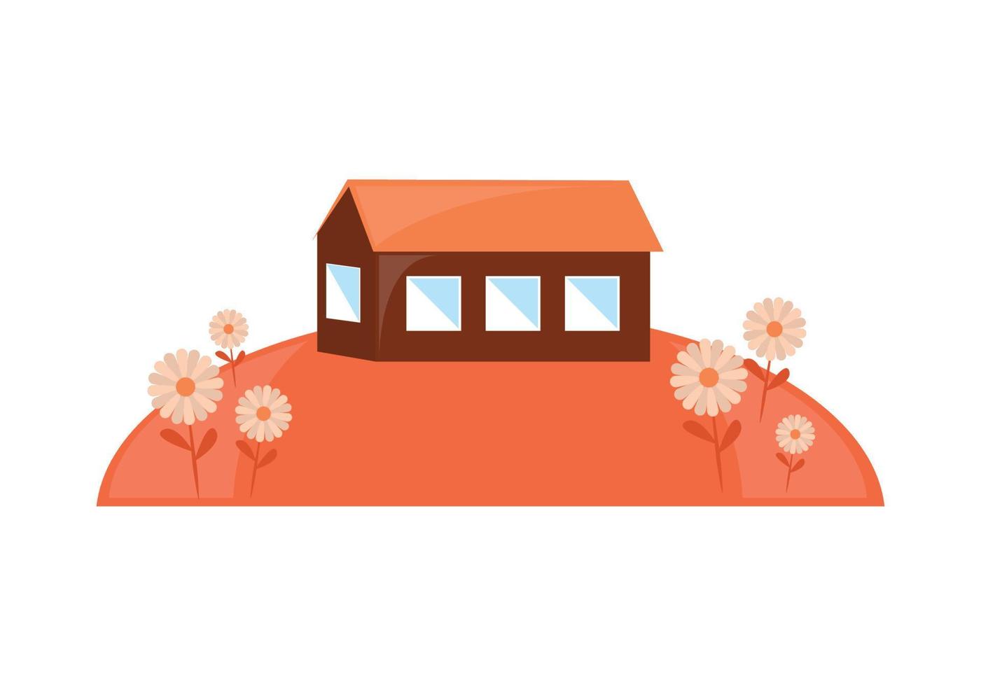 landscape house and flowers vector