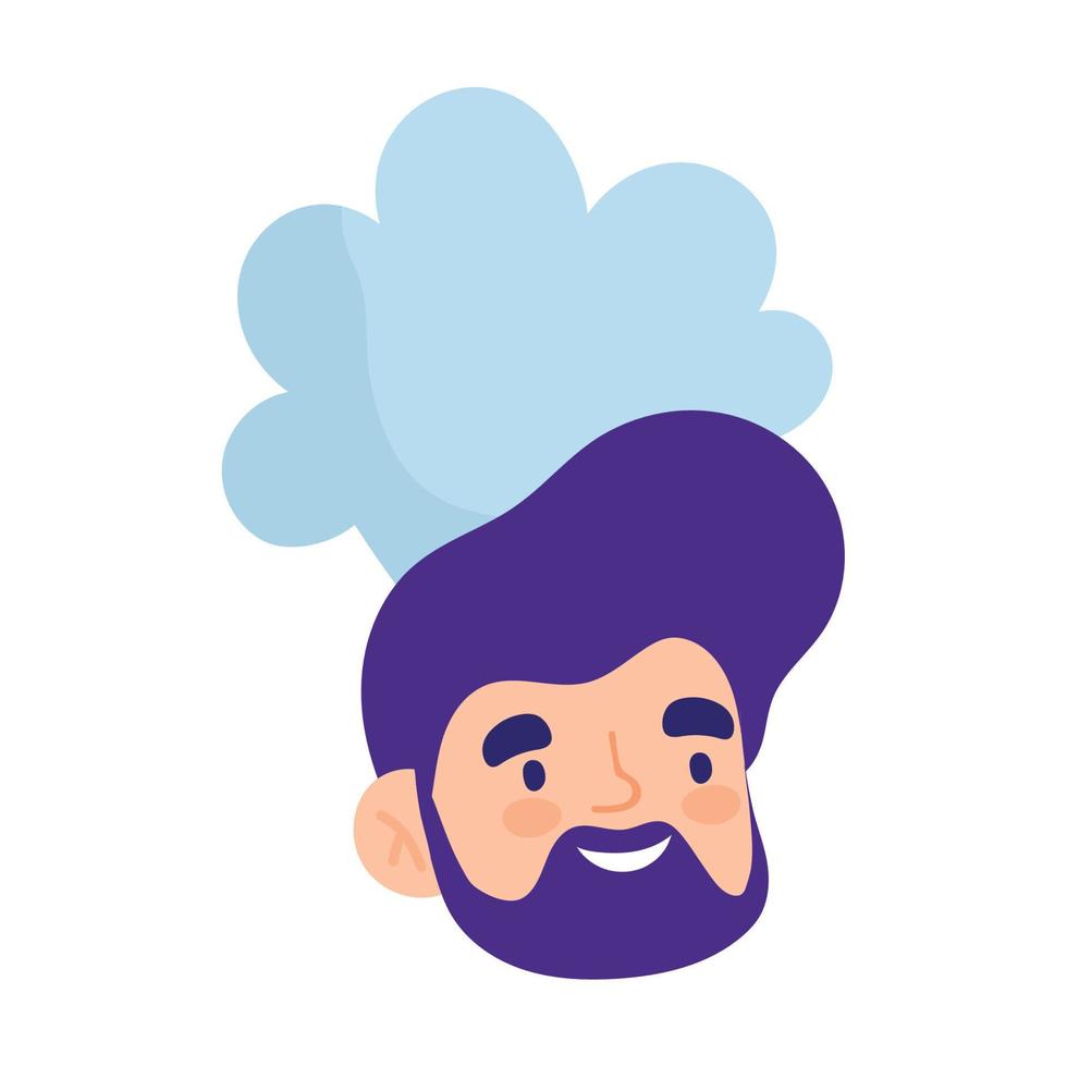 personaje de cara de chef masculino con sombrero icono de diseño aislado fondo blanco vector