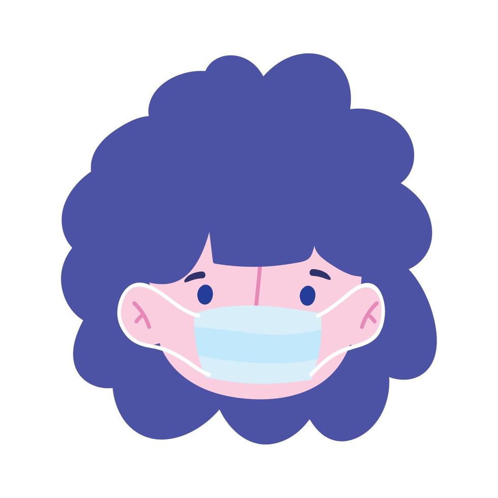 boy with protective mask, prevention covid 19 coronavirus isolated icon design white background vector