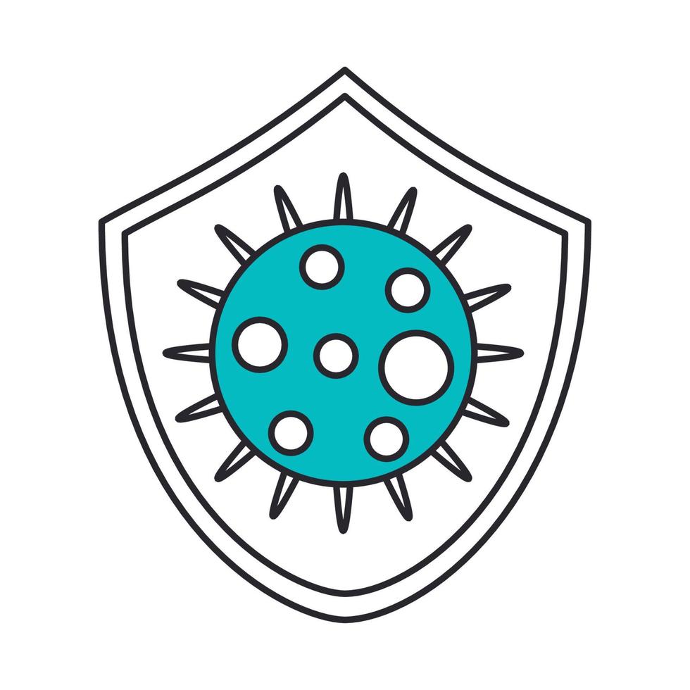 covid 19 coronavirus, virus shield protection, prevention spread outbreak disease pandemic line and fill style icon vector