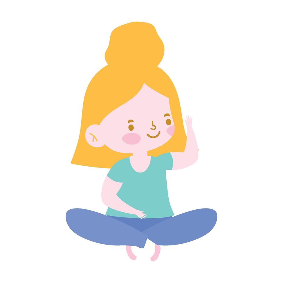 little girl sitting crossed legs character isolated icon design white background vector