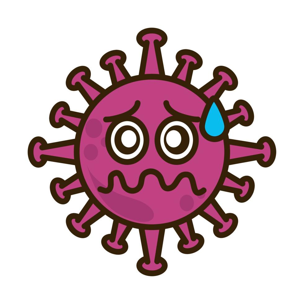 emoticono de virus, infección de personaje emoji covid-19, cara mareada estilo de caricatura plana vector