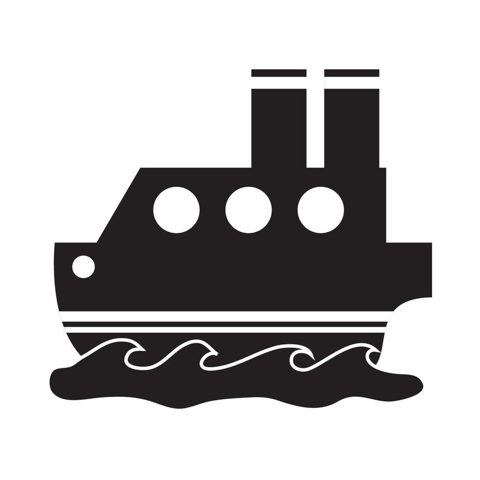 summer travel and vacation cruise boat trasnsport sea in silhouette style isolated icon vector