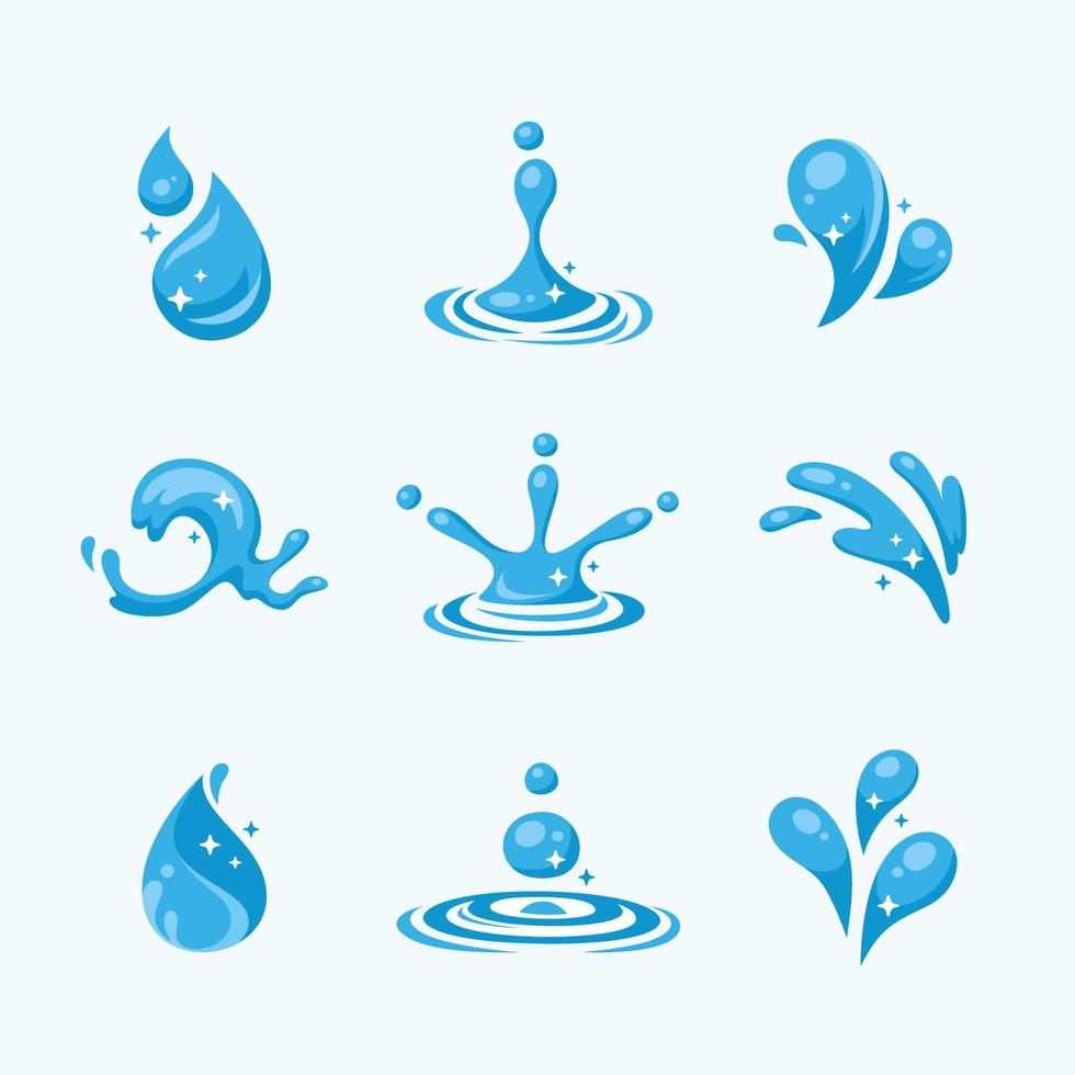 colección de iconos de agua plana vector