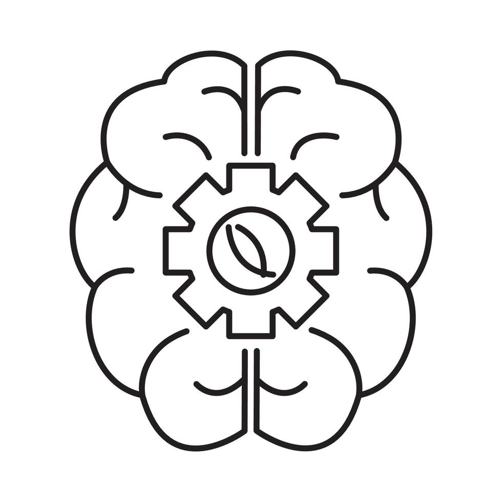 alzheimer disease, brain and mechanism gear function, decrease in mental human ability line style icon vector