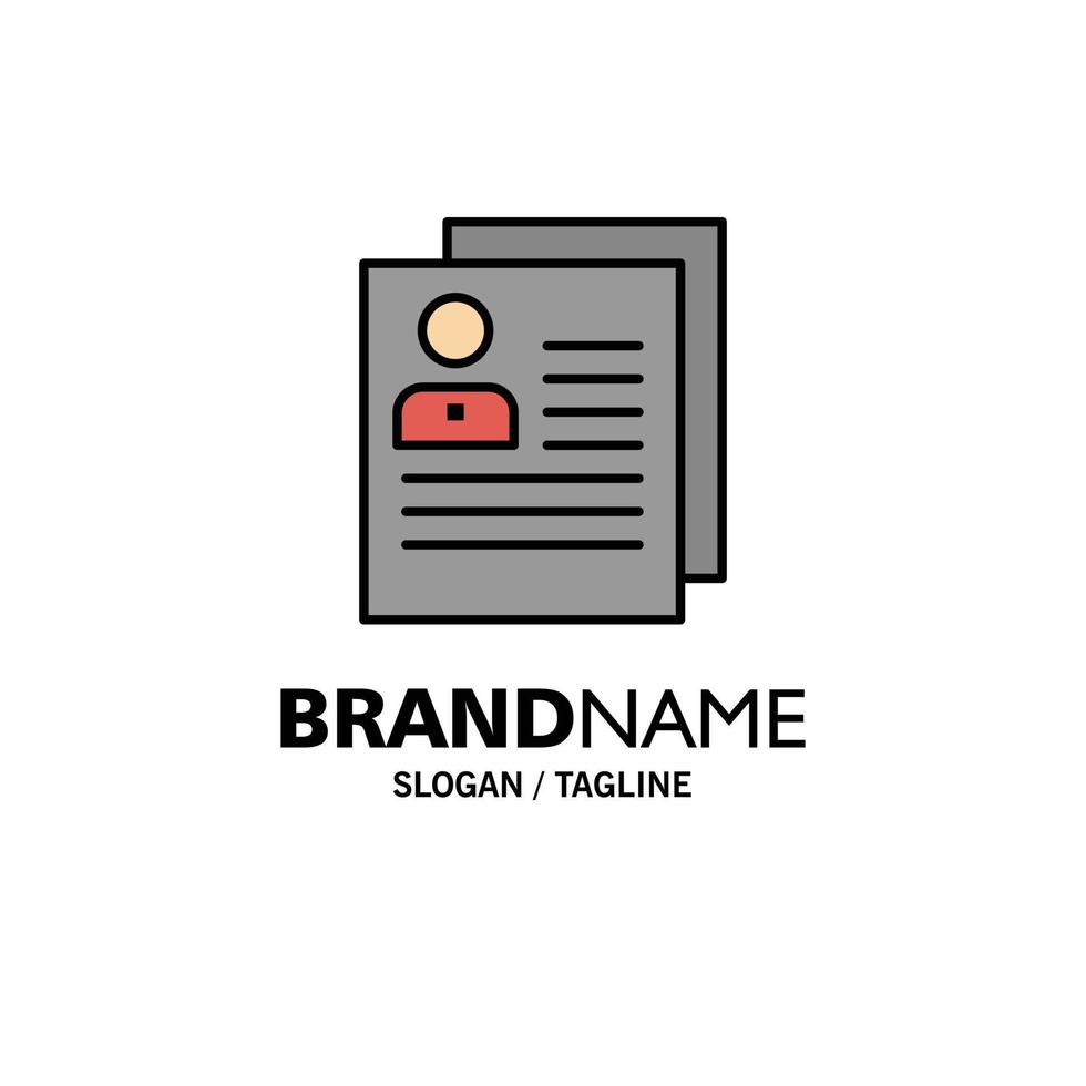 Profile About Contact Delete File Personal Business Logo Template Flat Color vector