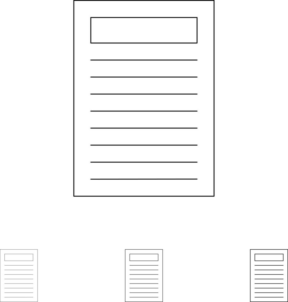 Book Education Red Bold and thin black line icon set vector