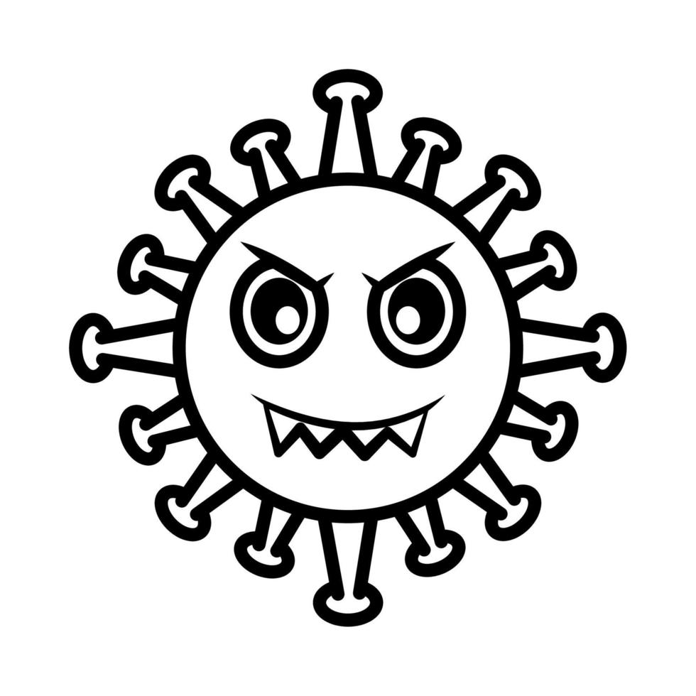virus emoticon, covid-19 emoji character infection, face line cartoon style vector