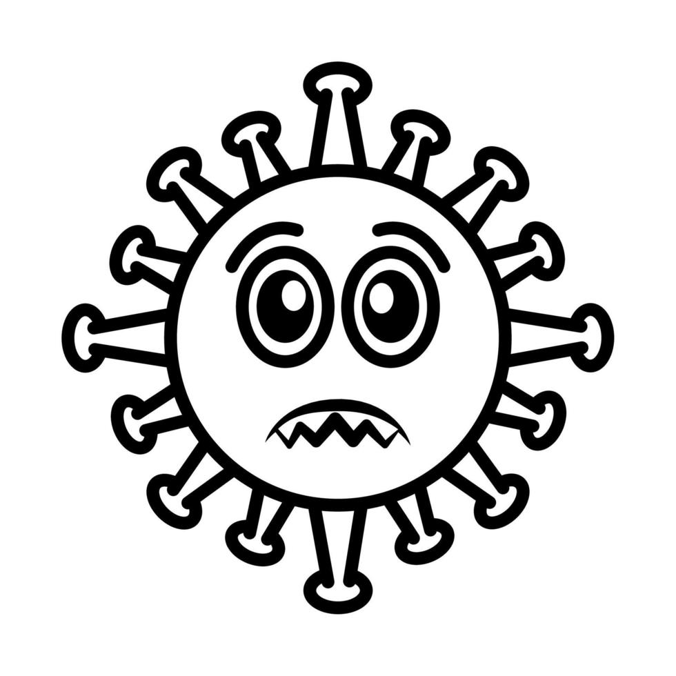 emoticono de virus, infección de personaje emoji covid-19, estilo de dibujos animados de línea de cara vector