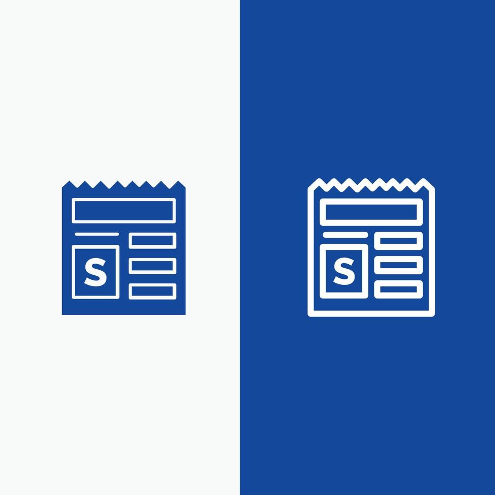 Basic Money Document Bank Line and Glyph Solid icon Blue banner Line and Glyph Solid icon Blue banne vector