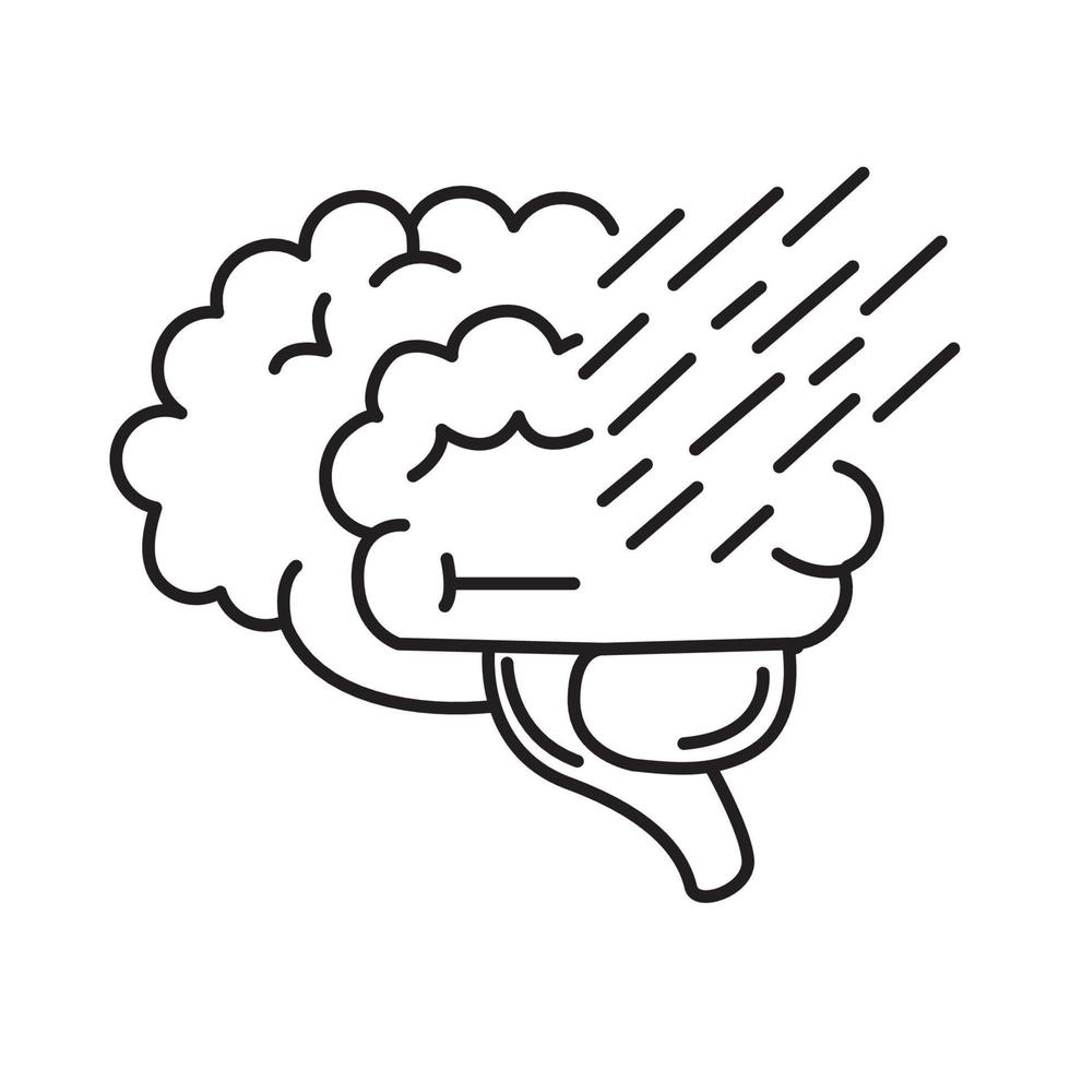 alzheimer disease, mental disorder decrease in human memory ability line style icon vector