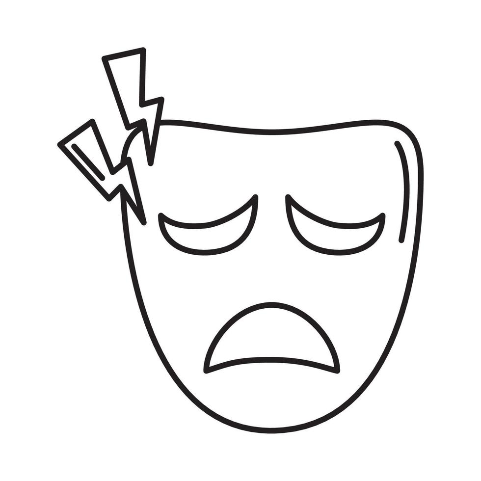 alzheimer disease, face mask depresion, decrease in mental human ability line style icon vector