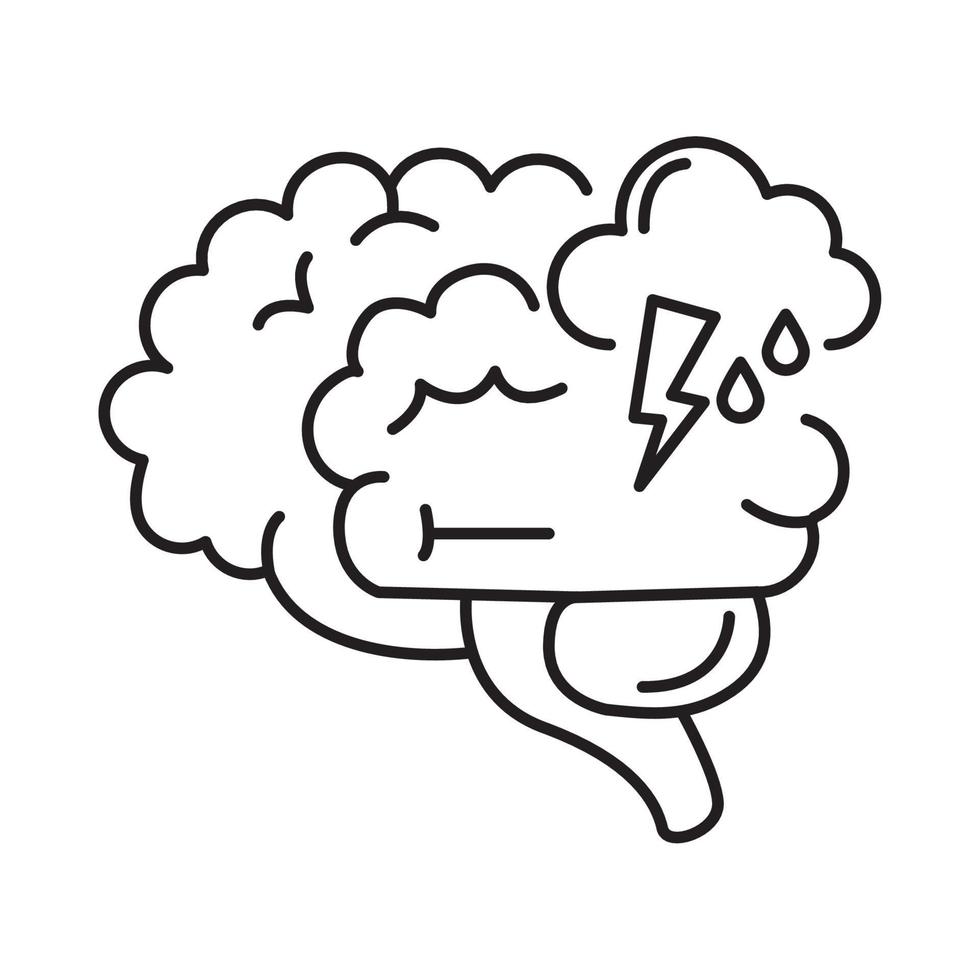 alzheimer disease, brain intellectual decrease in mental human ability line style icon vector