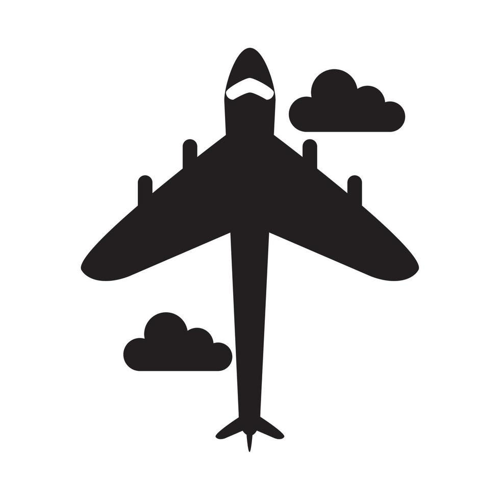 summer travel and vacation airplane transport in silhouette style isolated icon vector